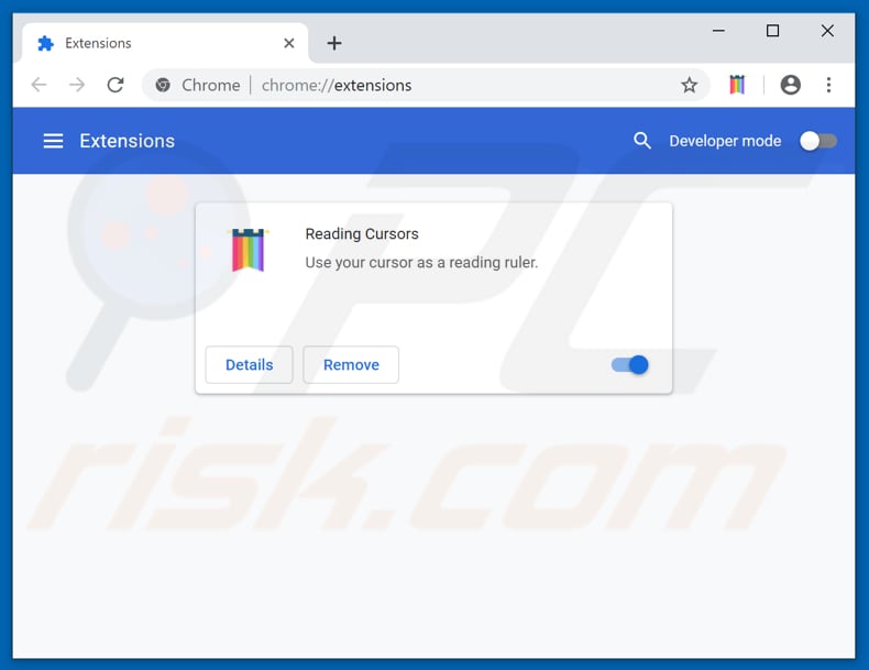 Removing Reading Cursors ads from Google Chrome step 2