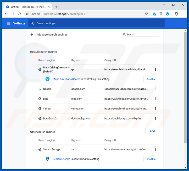 Removing search.hsatteliteearth.com from Google Chrome default search engine