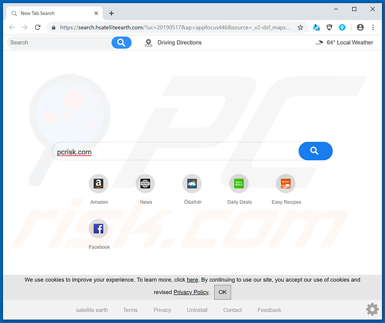 search.hsatteliteearth.com browser hijacker