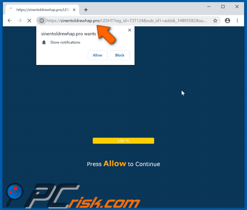 sinentoldrewhap[.]pro website appearance (GIF)