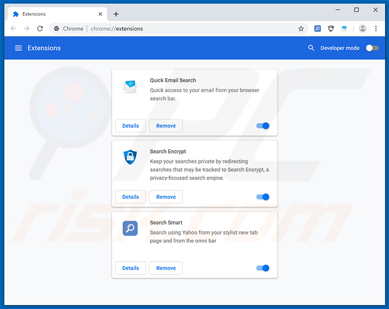 Removing search.hsearchsmart.co related Google Chrome extensions