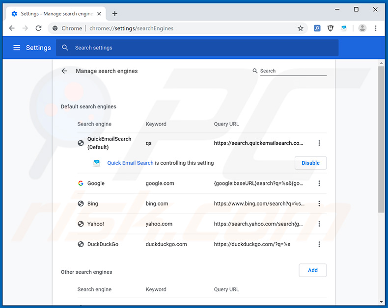 Removing search.hsearchsmart.co from Google Chrome default search engine