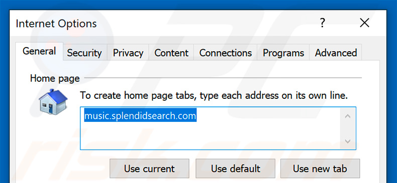 Removing splendidsearch.com from Internet Explorer homepage