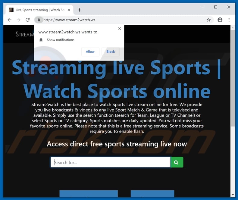 Stream2watch pop-up redirects