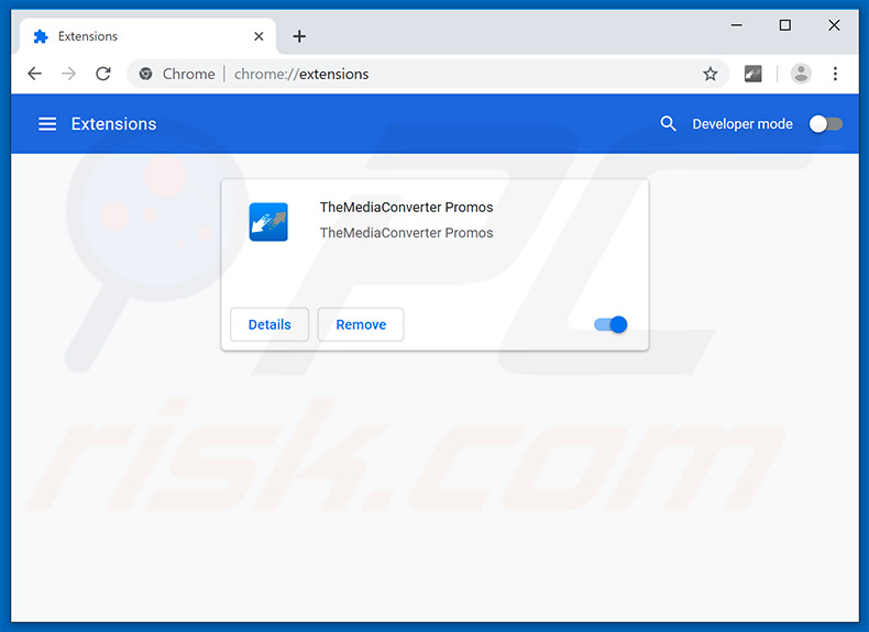 Removing TheMediaConverter Promos ads from Google Chrome step 2