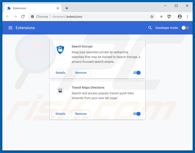 Removing search.htransitmapsdirections.com related Google Chrome extensions