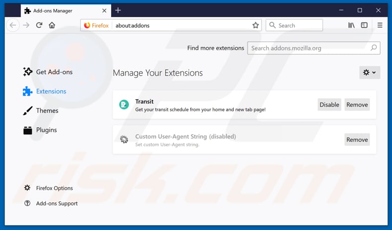 Removing search.htransitmapsdirections.com related Mozilla Firefox extensions