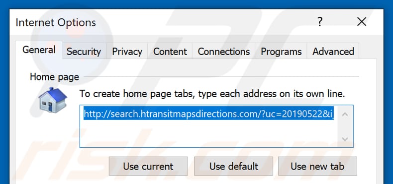 Removing search.htransitmapsdirections.com from Internet Explorer homepage