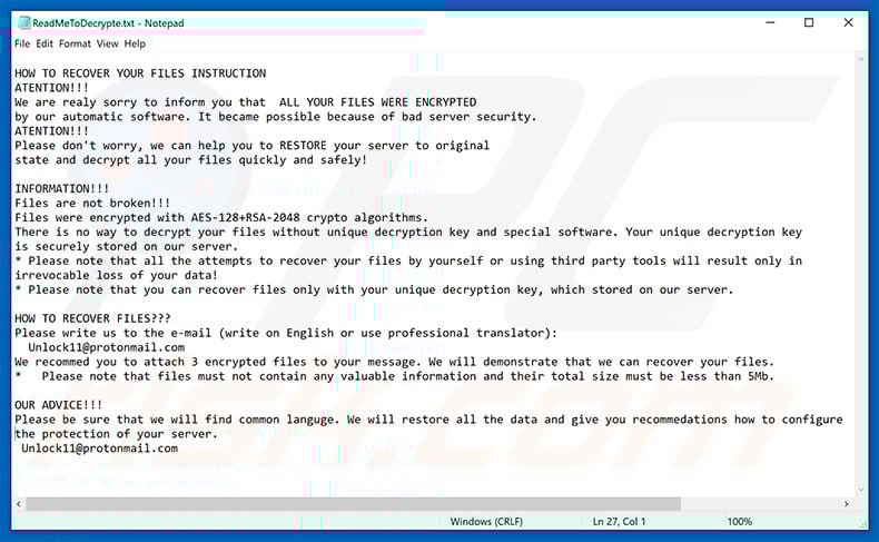 SD 1.1 ransomware text file