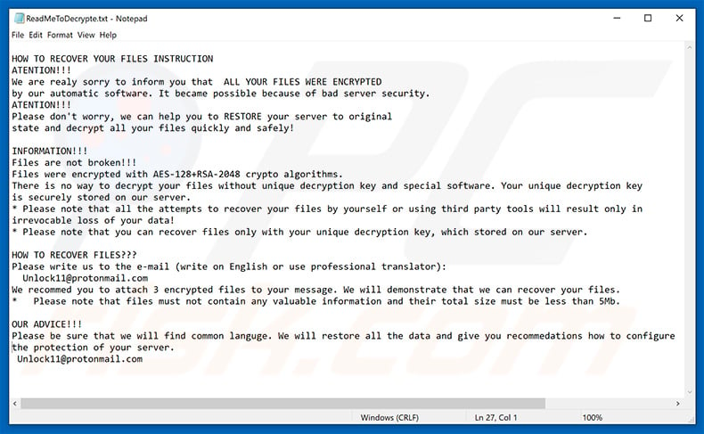 SD 1.1 ransomware text file