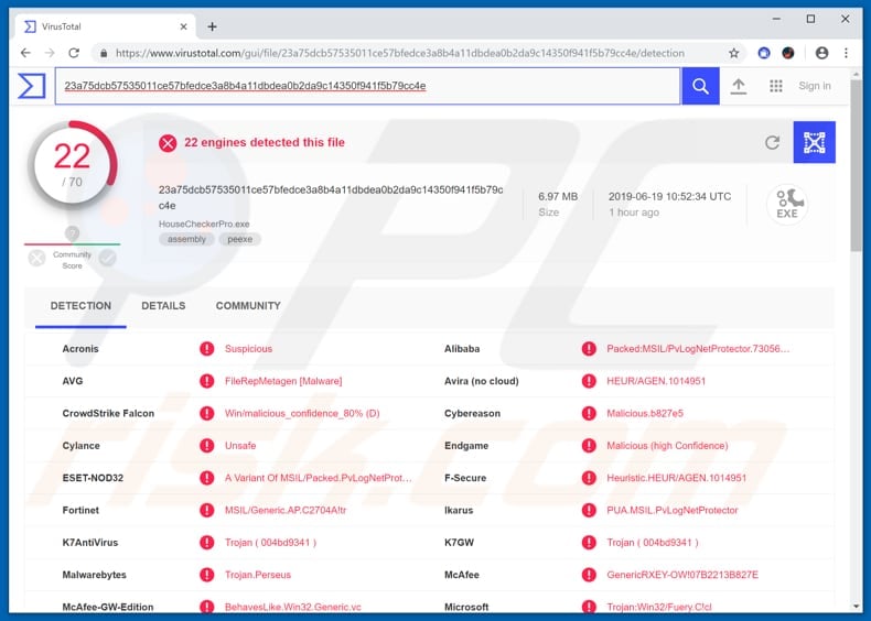 win32fuery detected in virustotal