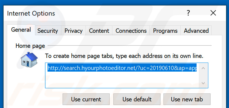 Removing search.hyourphotoeditor.net from Internet Explorer homepage