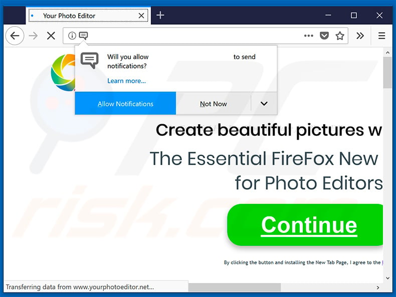 Website used to promote Your Photo Editor browser hijacker