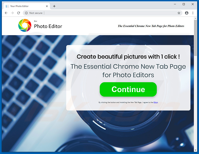 Website used to promote Your Photo Editor browser hijacker