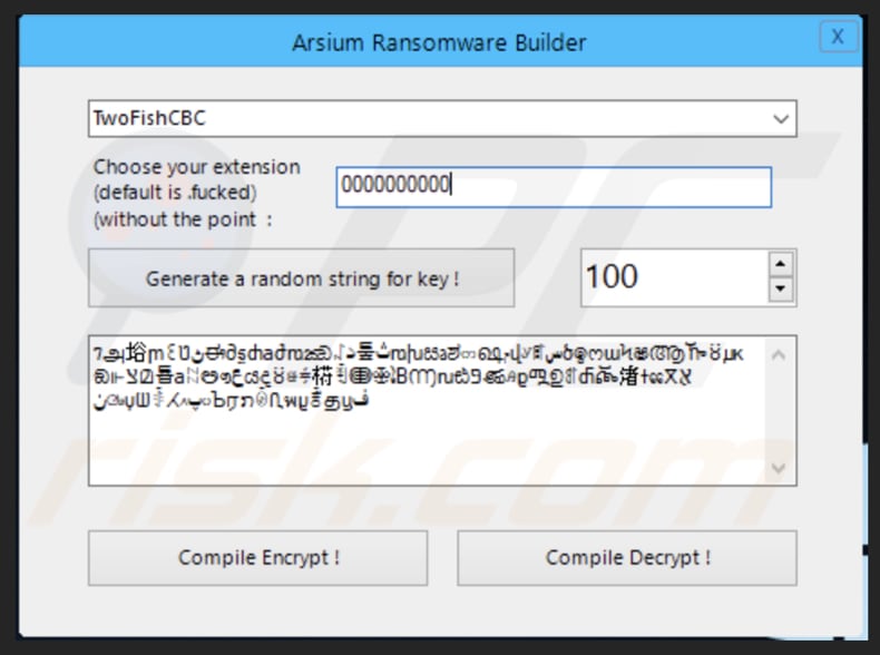 Arsium ransomware builder