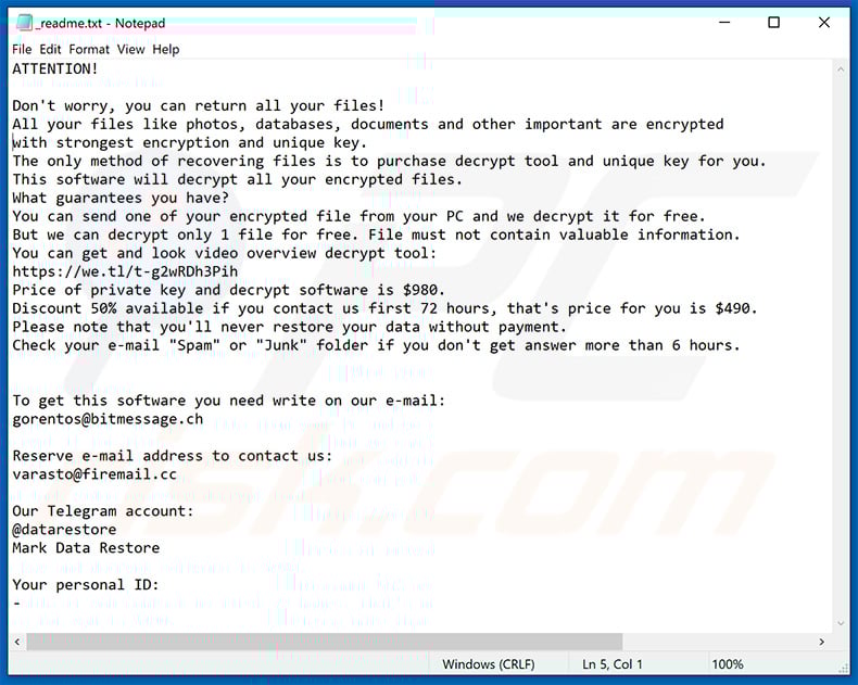 Berosuce ransomware text file (_readme.txt)