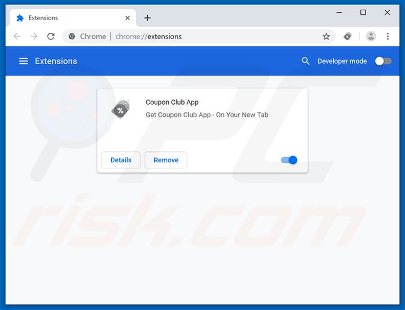Removing couponclubapp.co related Google Chrome extensions