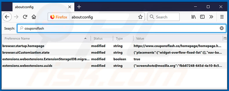 Removing couponsflash.co from Mozilla Firefox default search engine