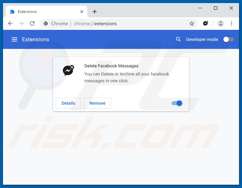 Removing dfbmsgs.com related Google Chrome extensions