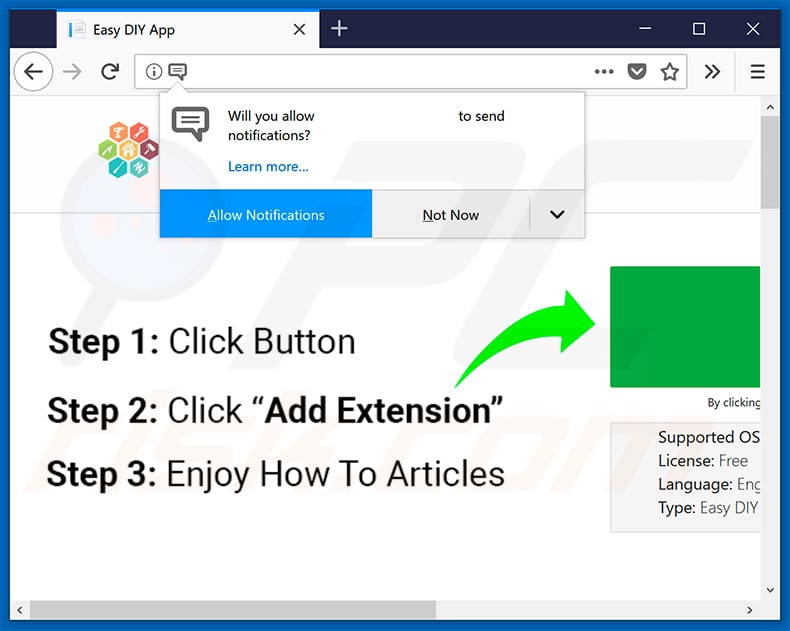 Easy DIY App browser hijacker website browser notifications
