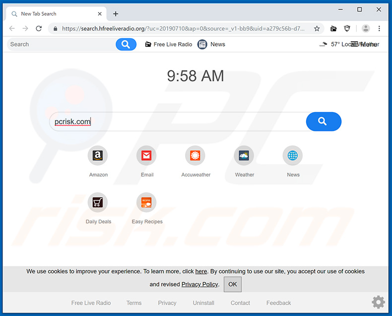 search.hfreeliveradio.org browser hijacker