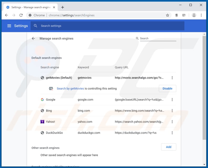 Removing Getappsonline from Google Chrome default search engine