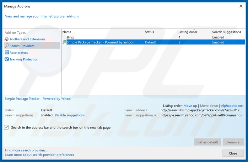 Removing Getappsonline from Internet Explorer default search engine