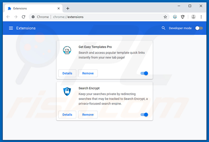 Removing search.hgeteasytemplatespro.com related Google Chrome extensions