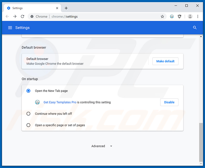 Removing search.hgeteasytemplatespro.com from Google Chrome homepage