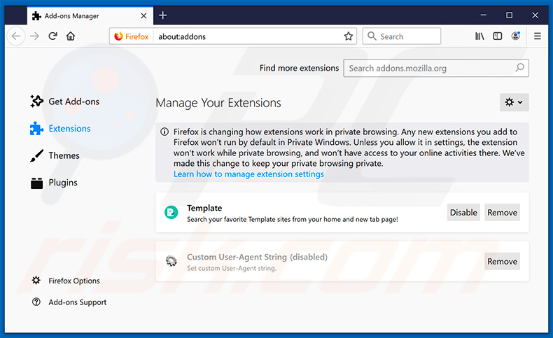 Removing search.hgeteasytemplatespro.com related Mozilla Firefox extensions