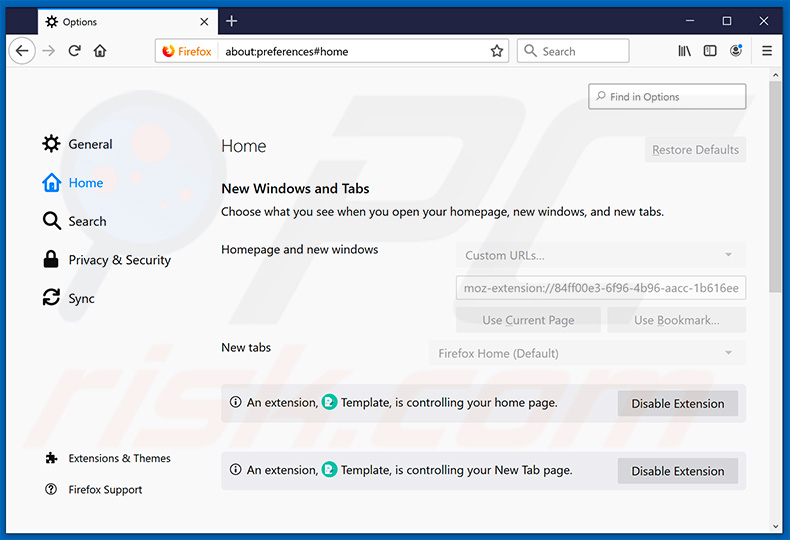 Removing search.hgeteasytemplatespro.com from Mozilla Firefox homepage