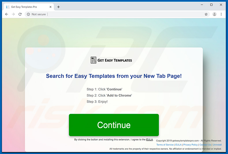 Website used to promote Get Easy Templates Pro browser hijacker