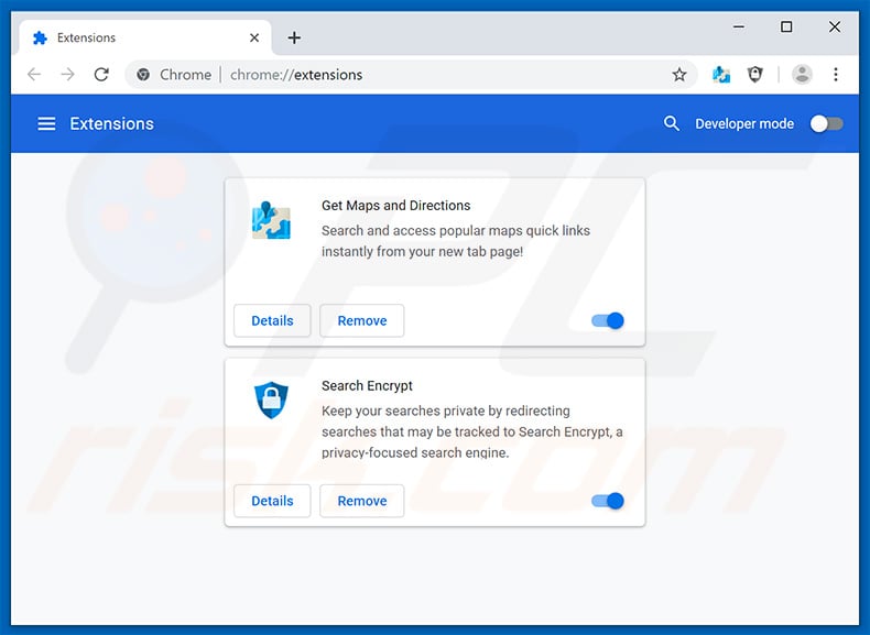 Removing search.hgetmapsanddirections.com related Google Chrome extensions