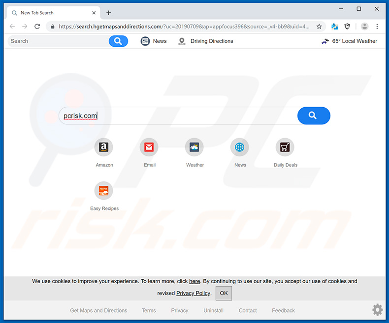 search.hgetmapsanddirections.com browser hijacker