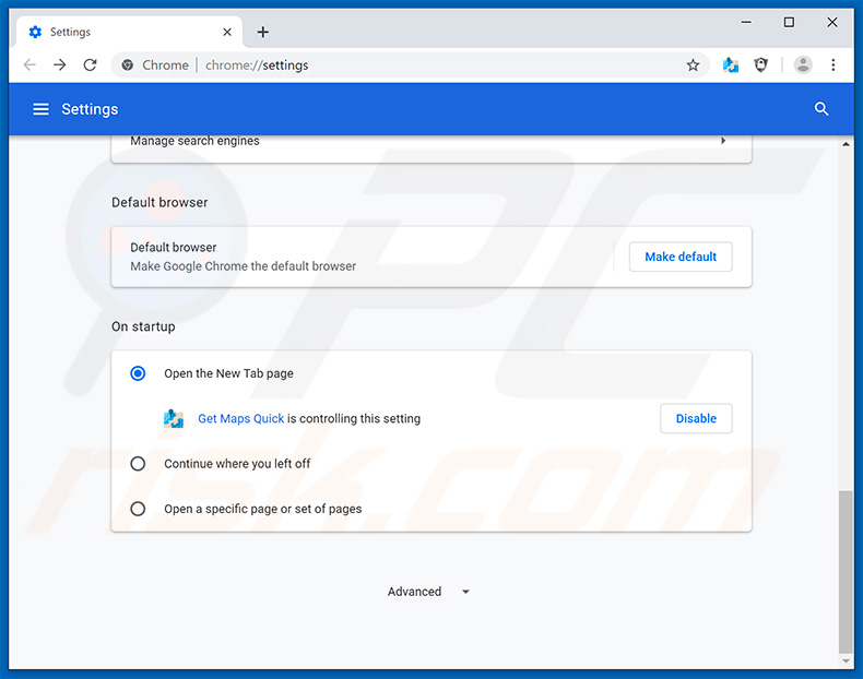Removing search.hgetmapsquick.com from Google Chrome homepage