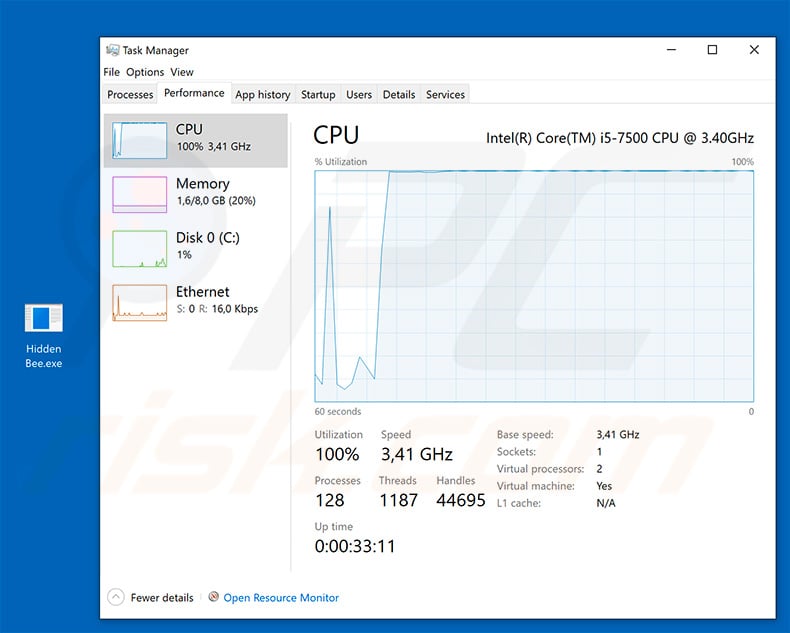 Hidden Bee using system CPU