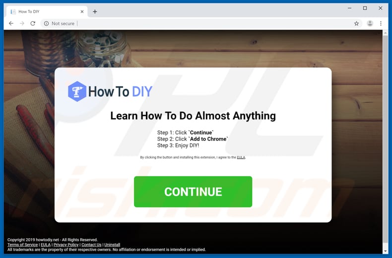 Website used to promote How To DIY browser hijacker