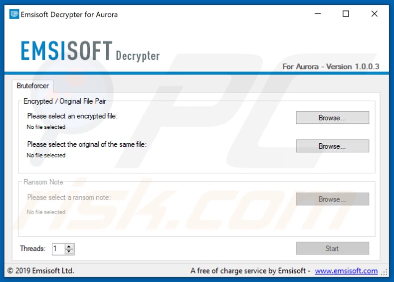 Emsisoft tool that can decrypt files encrypted with .infected