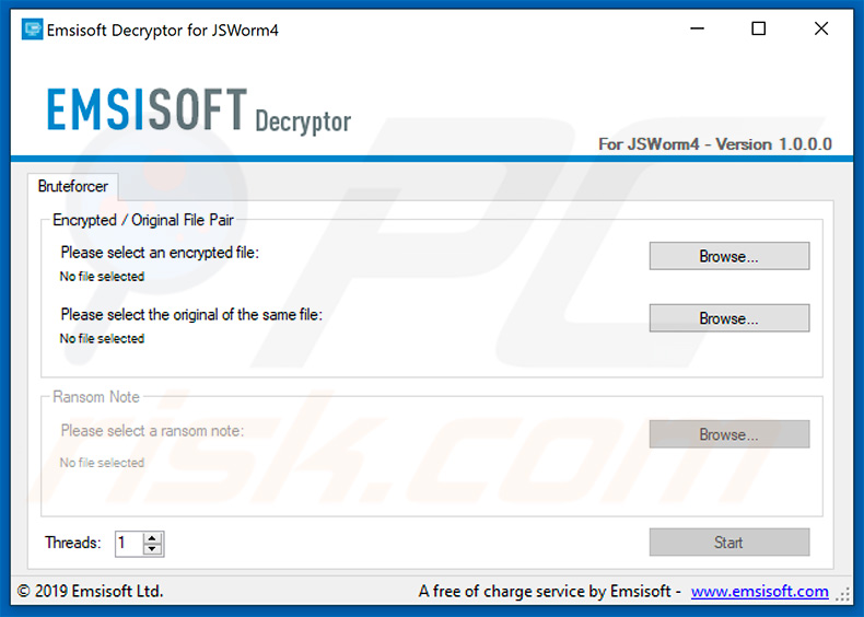 JSWRM ransomware decrypter by Emsisoft