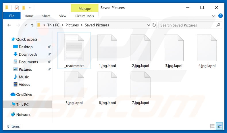 Files encrypted by Lapoi