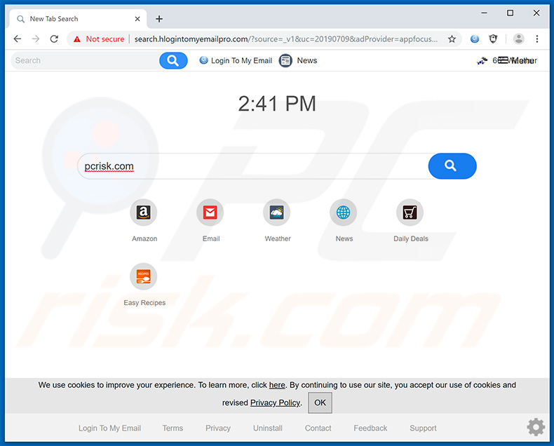 search.hlogintomyemailpro.com browser hijacker