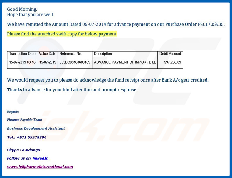 Lo. Li. Pharma International Email Virus