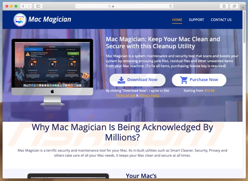 website promoting mac magician app