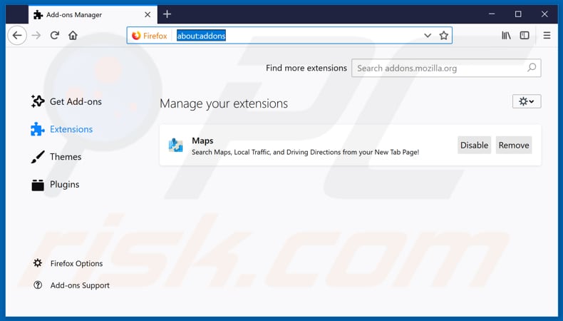 Removing search.hmapsdirectionshomes.com related Mozilla Firefox extensions