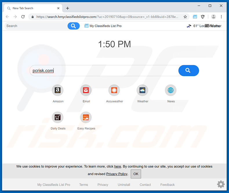 search.hmyclassifiedslistpro.com browser hijacker