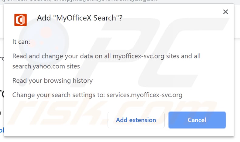 MyOfficeX download page asking for permissions