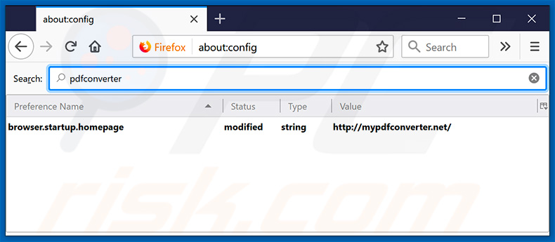Removing mypdfconverter.net from Mozilla Firefox default search engine