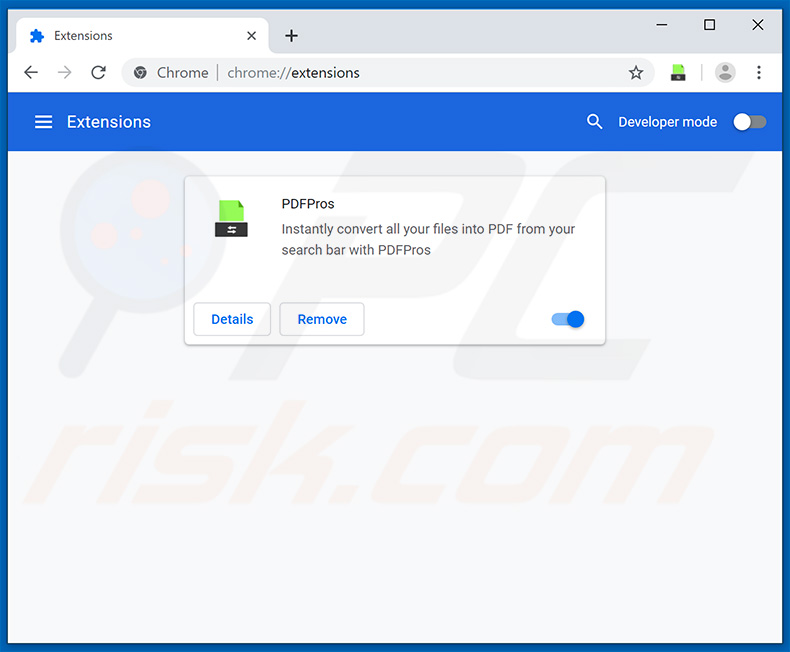 Removing feed.pdfpros.com related Google Chrome extensions
