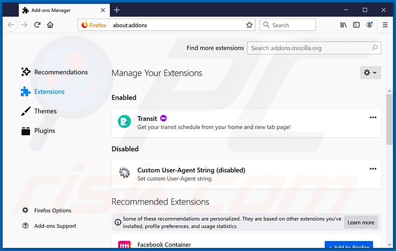 Removing feed.pdfpros.com related Mozilla Firefox extensions