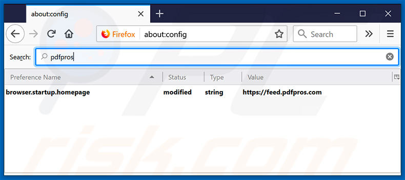 Removing feed.pdfpros.com from Mozilla Firefox default search engine